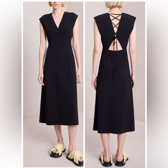 A.L.C. Dresses & Skirts - A.L.C. Black Amelie Midi Dress. Cut out Back, Sleeveless Women’s Size 0 A-line